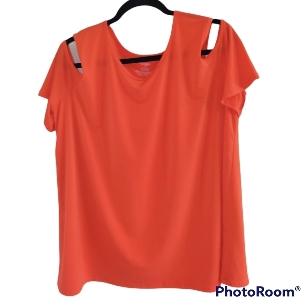 East 5th Orange cold shoulder short sleeve top woman XL